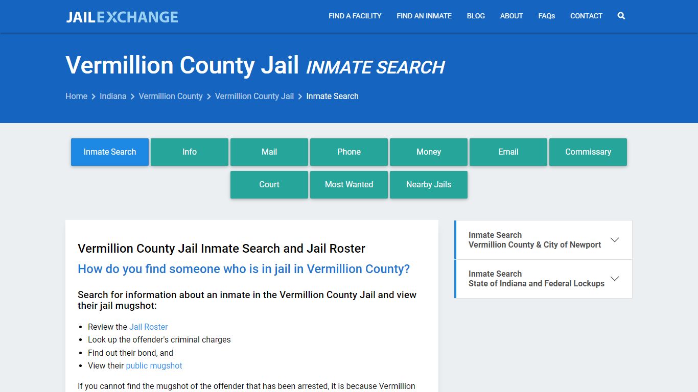 Vermillion County Jail Inmate Search - Jail Exchange